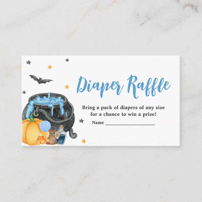 Boy Little Boo Ghost Baby Shower Diaper Raffle Enclosure Card (Front)