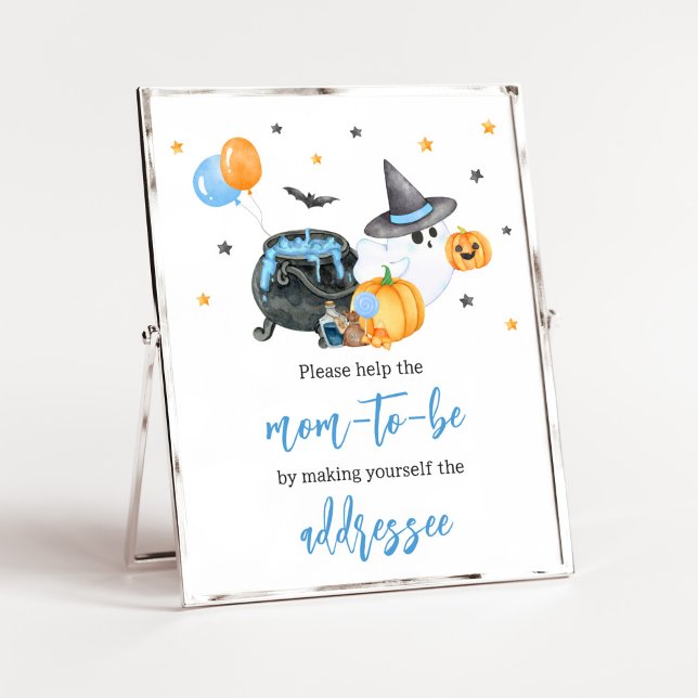 Boy Little Boo Ghost Baby Shower Envelope Station Poster (Ghost Halloween Baby Shower
Envelope Station Sign)