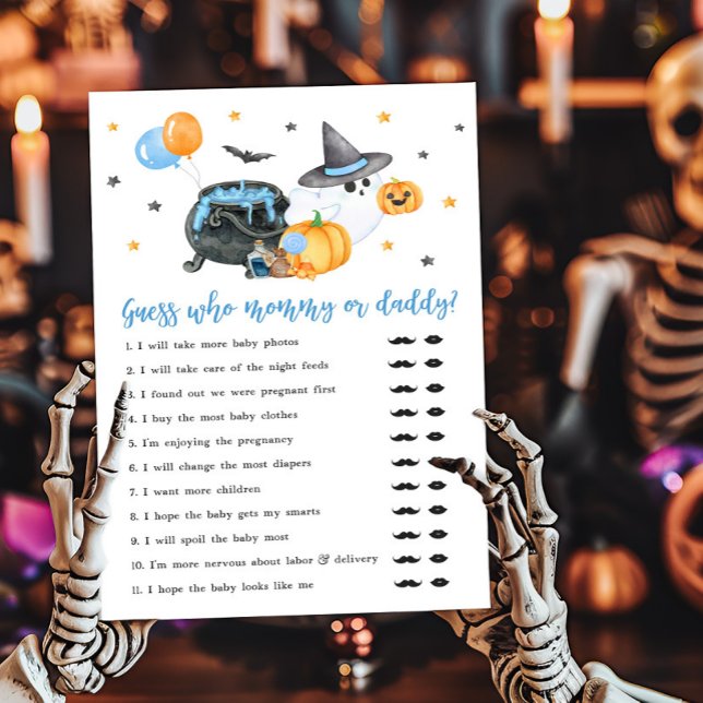 Boy Little Boo Ghost Guess who Mummy or Daddy Game (Ghost Halloween Baby Shower Guess who Mommy or Daddy Game)