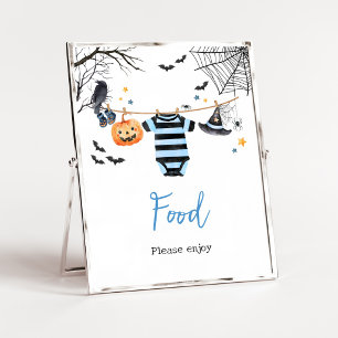 Boy Little Boo Halloween Baby Shower Food Sign