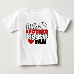 boy little Brother biggest fan word art Baseball  Baby T-Shirt