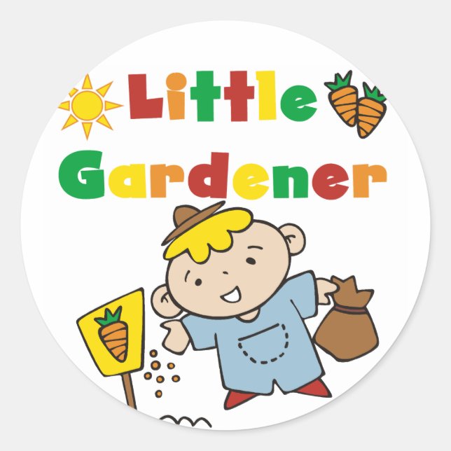 Boy Little Gardener Tshirts and Gifts Classic Round Sticker (Front)