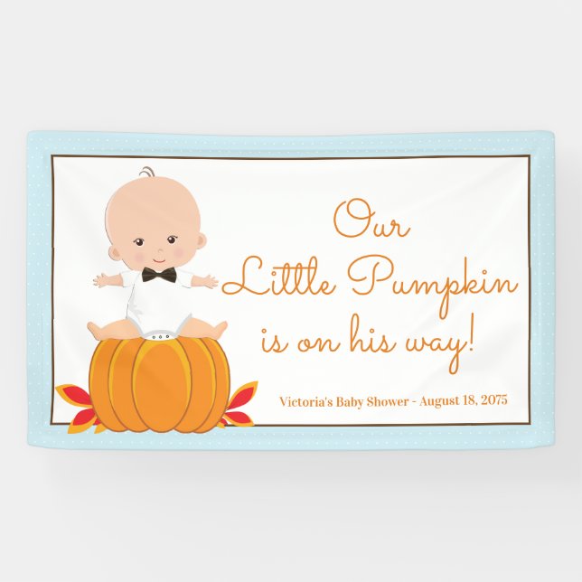 Boy Little Pumpkin Baby Shower Banner (Horizontal)