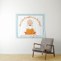 Boy Little Pumpkin Baby Shower Banner Backdrop