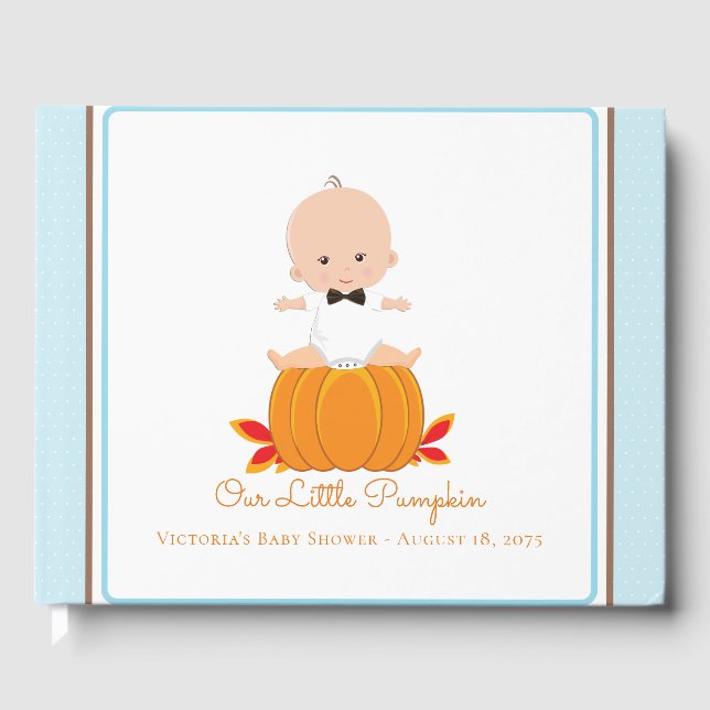Boy Little Pumpkin Baby Shower Guest Book (Front)
