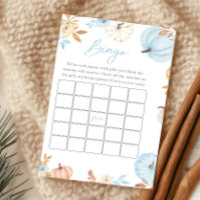 Boy Little Pumpkin Fall Baby Shower Bingo Game