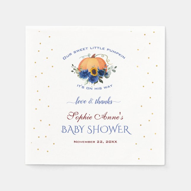  Boy Little Pumpkin Thanksgiving Baby Shower   Pap Napkin (Front)