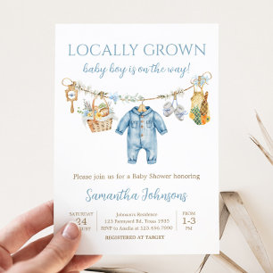 Boy Locally Grown Baby Shower Invitation