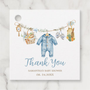 Boy Locally Grown Baby Shower Square Favour Tags