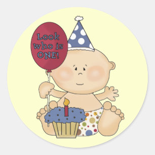 Boy Look Who's One Tshirts and Gifts Classic Round Sticker