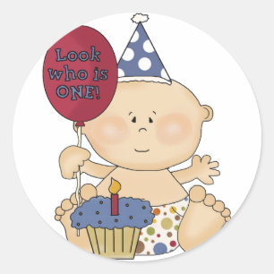 Boy Look Who's One Tshirts and Gifts Classic Round Sticker