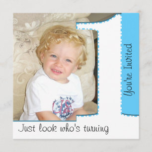 Boy Look Who's Turning 1 Birthday Invitation