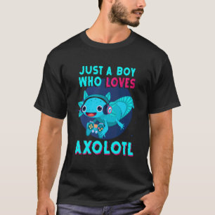 Boy Loves Axolotl Cute Amphibian Lover Mexican Sal T-Shirt