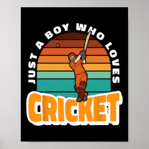 Boy Loves Cricket Costume Tsman Play Cricket Crick Poster