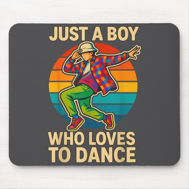 Boy Loves Dance Dancing Illustration Mouse Mat (Front)