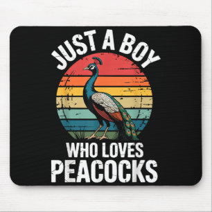 Boy Loves Peacocks Mouse Mat