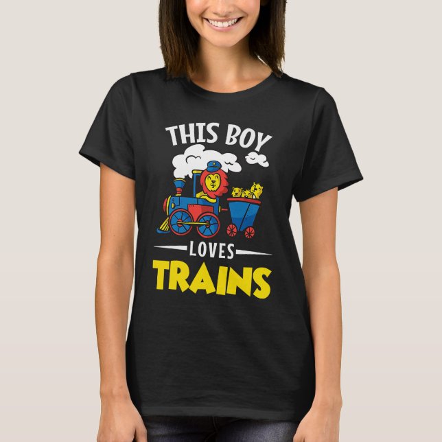 Boy Loves Trains  Train Kid T-Shirt (Front)