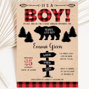 Boy Lumberjack Baby Shower Invitation