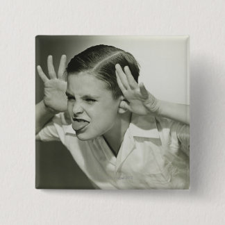 Boy Making Face 15 Cm Square Badge