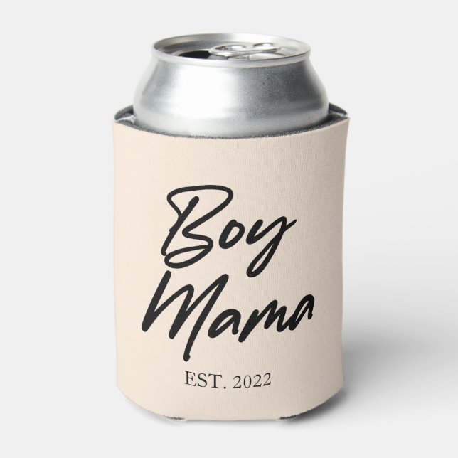 Boy Mama Custom Est. Year Minimal Mum Mother Mummy Can Cooler (Can Front)