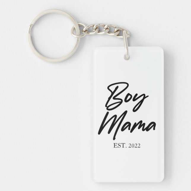 Boy Mama Custom Est. Year Minimal Mum Mother Mummy Key Ring (Front)