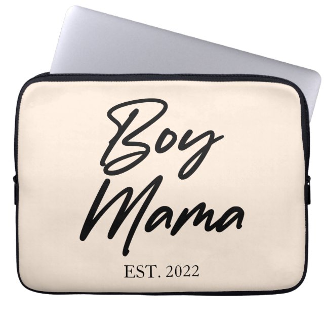 Boy Mama Custom Est. Year Minimal Mum Mother Mummy Laptop Sleeve (Front)