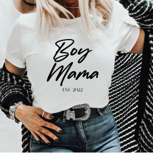 Boy Mama Custom Est. Year Minimal Mum Mother Mummy T-Shirt