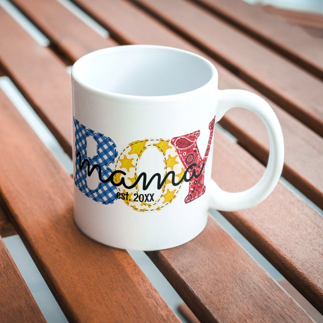 Boy Mama Established Date Mum of Boys Cowboy Rodeo Coffee Mug (Creator Uploaded)