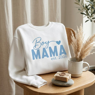 Boy Mama Heart Est Year Bold Motherhood Lettering Sweatshirt