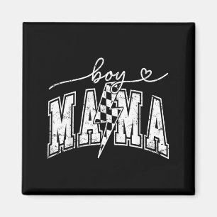 Boy Mama Lightning Bolt Chequered Mothers Day Magnet