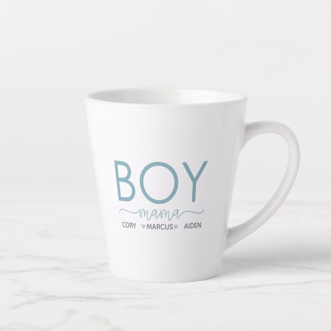 Boy Mama Personalised With Names Latte Mug (Right)