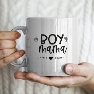 "Boy Mama" Personalized Mother's Day 2 kids names Coffee Mug