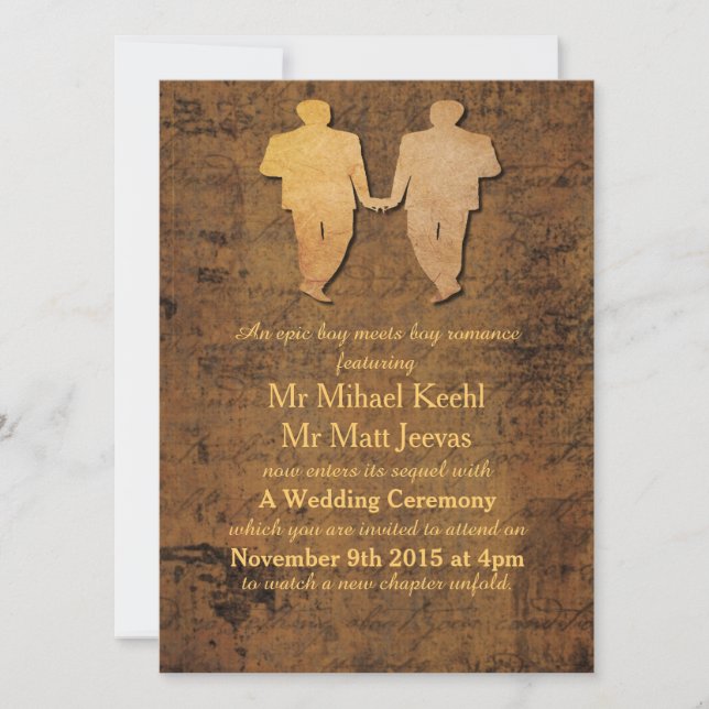 Boy Meets Boy Gay Wedding Invitation (Front)