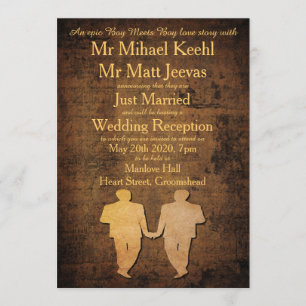 Boy Meets Boy Gay Wedding Reception Invitation