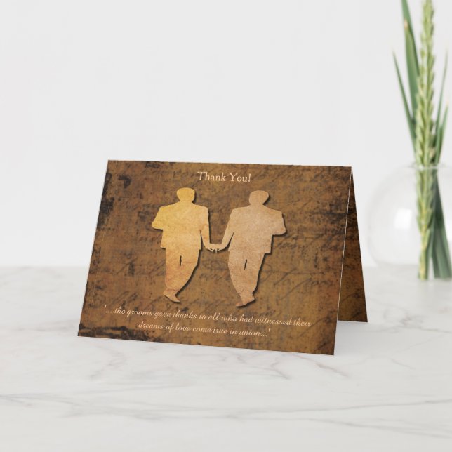 Boy Meets Boy Storybook Gay Wedding Thank You Card (Front)