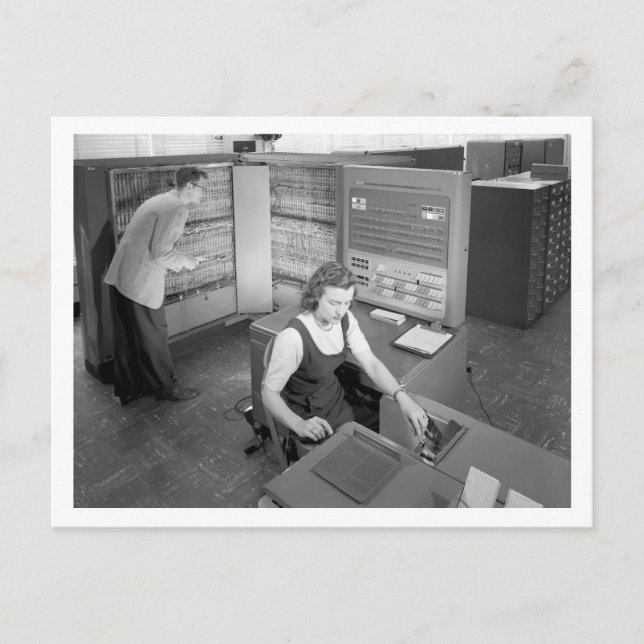 Boy Meets Girl, Computer Dating, Vintage Style Postcard (Front)