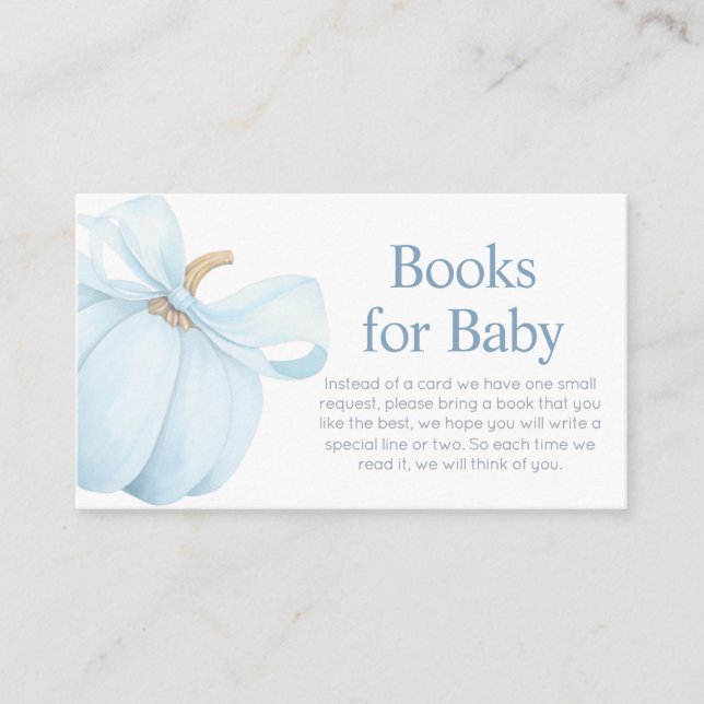 Boy Minimalist Little Pumpkin Baby Books for Baby Enclosure Card (Front)