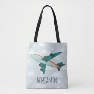 Boy Modern and Cute Blue Aeroplane Kids Tote Bag