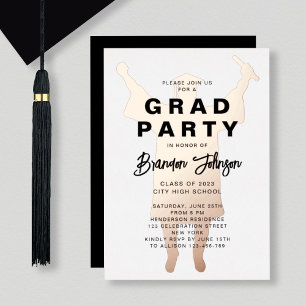Boy Modern Black Rose Gold Graduation Party