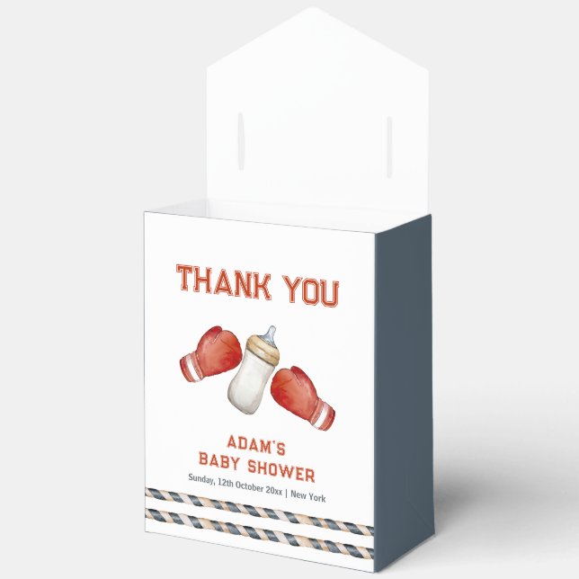 Boy Modern Boxing Little Champion Baby Shower  Favour Box (Open)