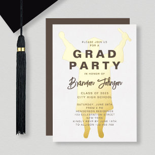 Boy Modern Brown Gold Graduation Party