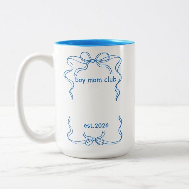 Boy Mom, Personalized New Mom Gifts Two-Tone Coffee Mug (Left)