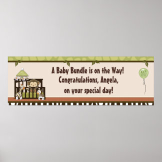 Boy MONKEY Jungle Safari Crib Baby Shower Banner A Poster