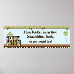 Boy MONKEY Jungle Safari Crib Baby Shower Banner B Poster