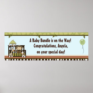 Boy MONKEY Jungle Safari Crib Baby Shower Banner B Poster