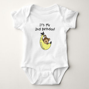 Boy Monkey on Banana 2nd Birthday Baby Bodysuit