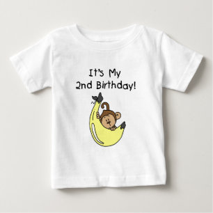 Boy Monkey on Banana 2nd Birthday Baby T-Shirt