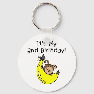Boy Monkey on Banana 2nd Birthday Key Ring