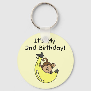 Boy Monkey on Banana 2nd Birthday Key Ring