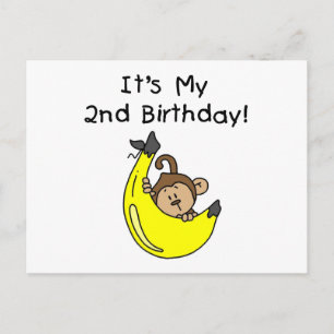 Boy Monkey on Banana 2nd Birthday Postcard